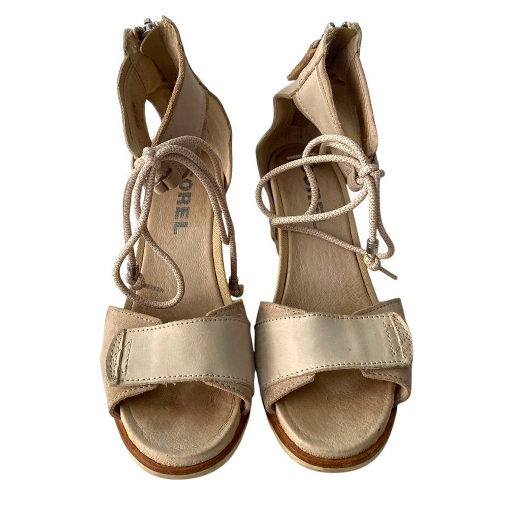Sorel Joanie Wedge Sandal Ankle Lace with Velcro Strap in Size 8 - Picture 2 of 16